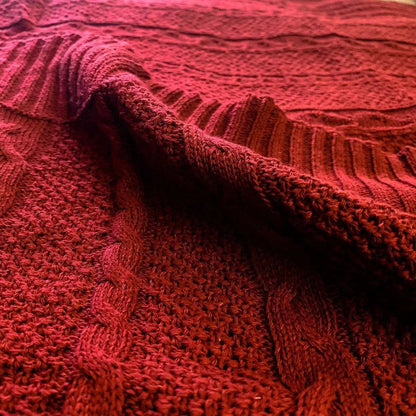 Cable and Diamond Knit Throw Blanket - 18