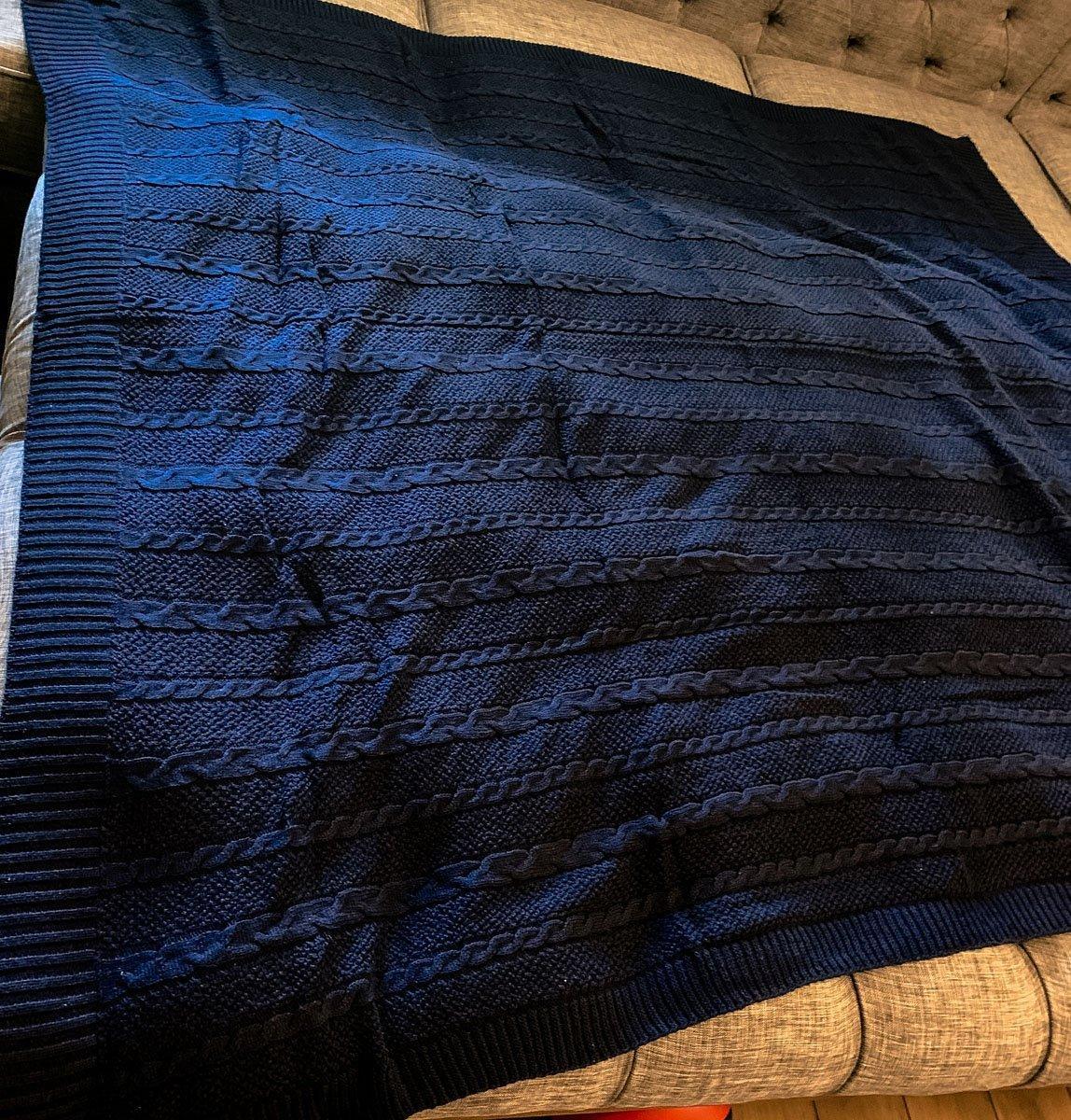 Cable and Diamond Knit Throw Blanket - 16