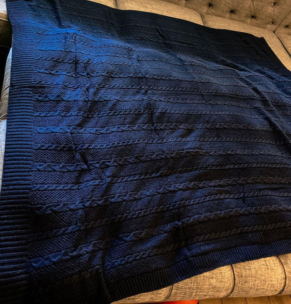Cable and Diamond Knit Throw Blanket - 16
