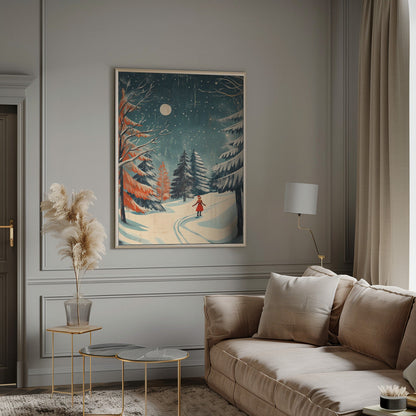 Moonlit Winter Forest Canvas Wall Art - 12