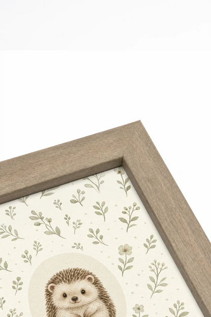 Brown Framed Hedgehog Botanical Wall Art - 2