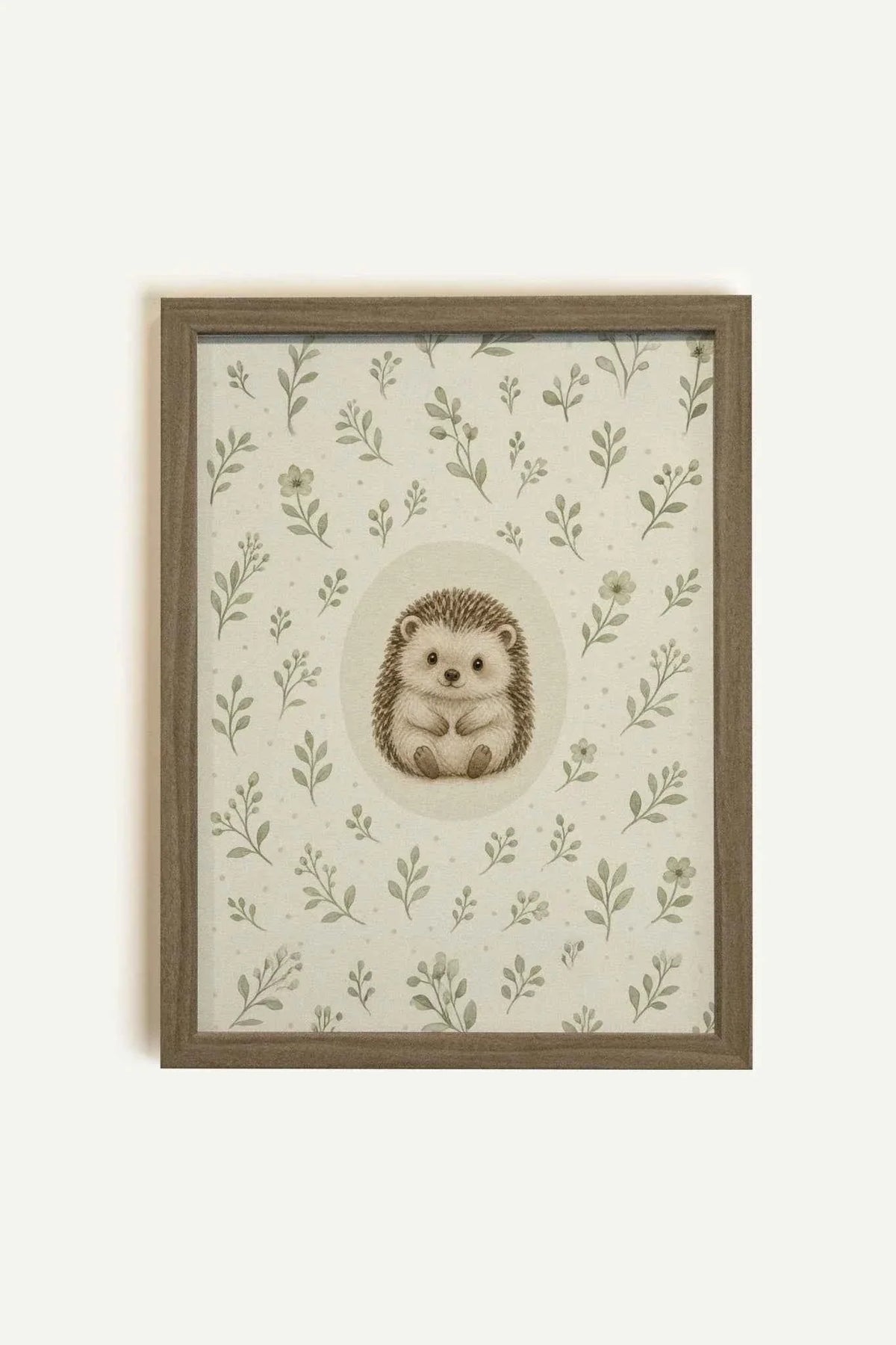 Brown Framed Hedgehog Botanical Wall Art - 1