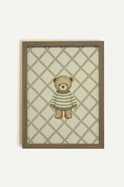 Brown Framed Bear Illustration Wall Art - 1