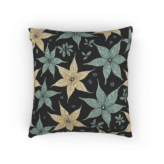 Teal and Gold Star Flower Woven Accent Cushion - 1