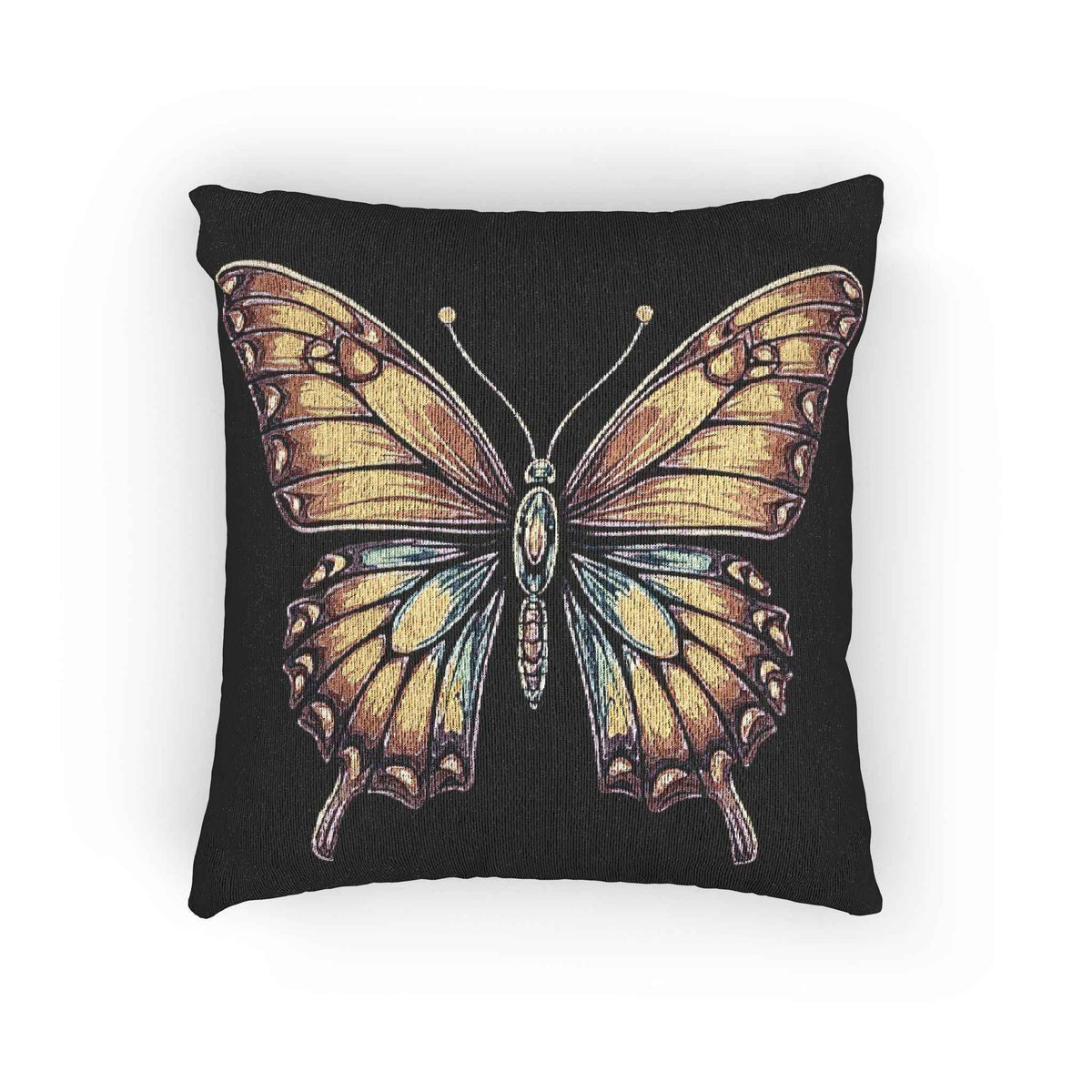 Gold Wing Butterfly Woven Accent Cushion - 1