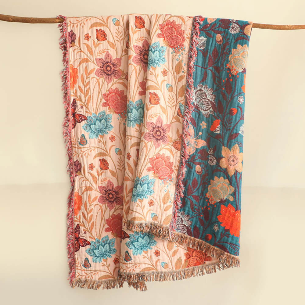 Blush Botanical Fringe Throw Blanket - 5
