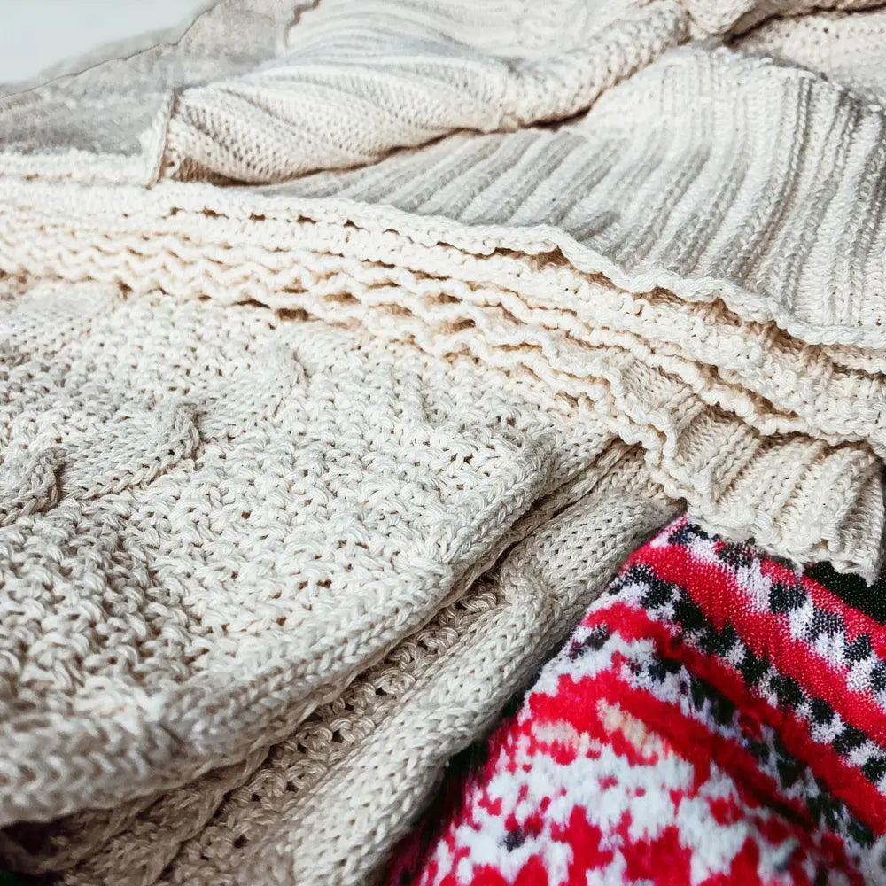 Cable and Diamond Knit Throw Blanket - 6