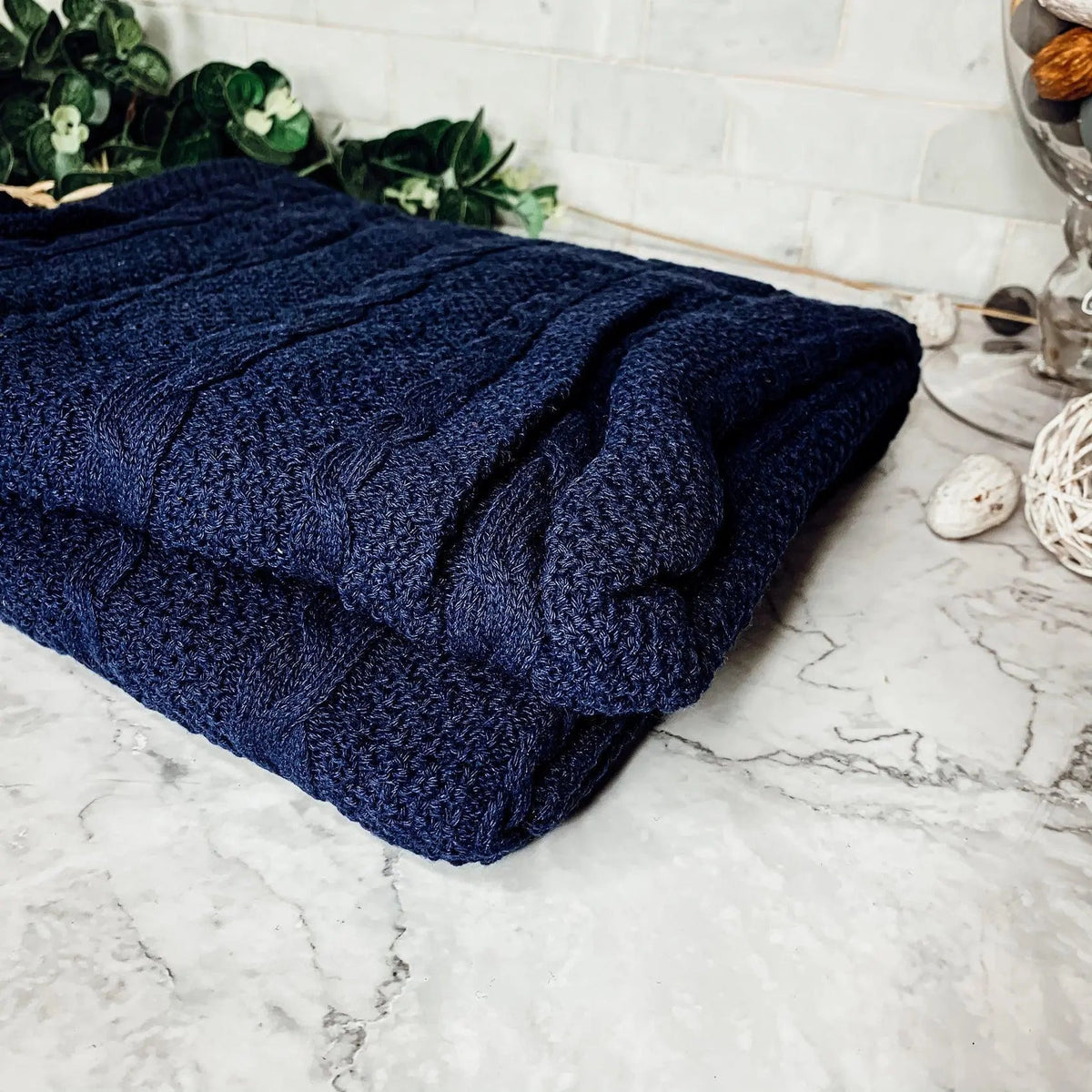 Cable and Diamond Knit Throw Blanket - 13