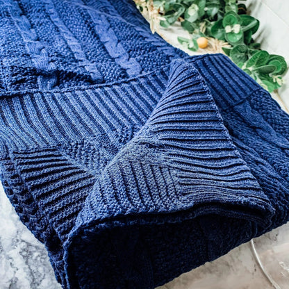 Cable and Diamond Knit Throw Blanket - 9