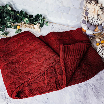 Cable and Diamond Knit Throw Blanket - 5