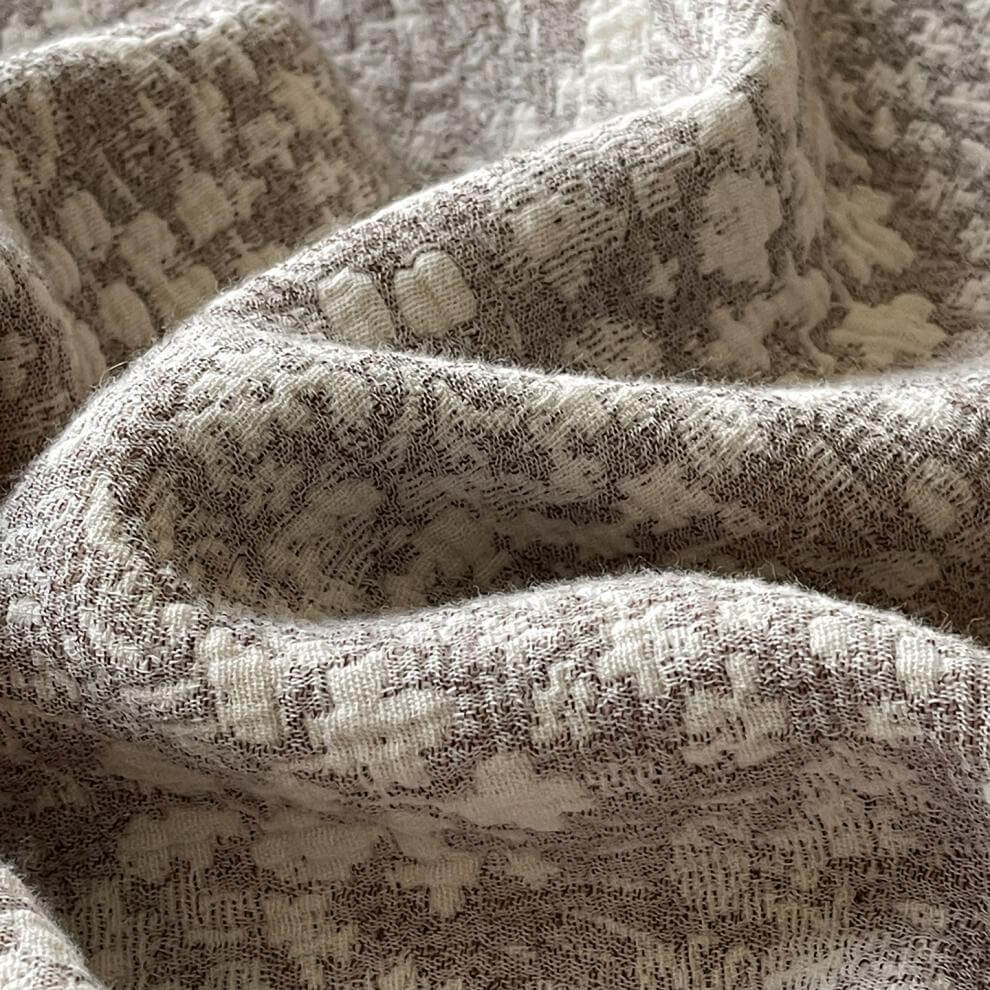 Neutral Pattern Jacquard Fringe Throw Blanket - 8