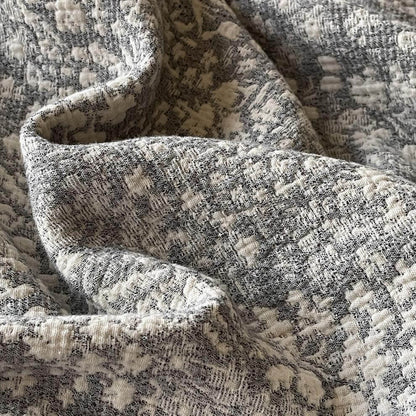 Neutral Pattern Jacquard Fringe Throw Blanket - 11