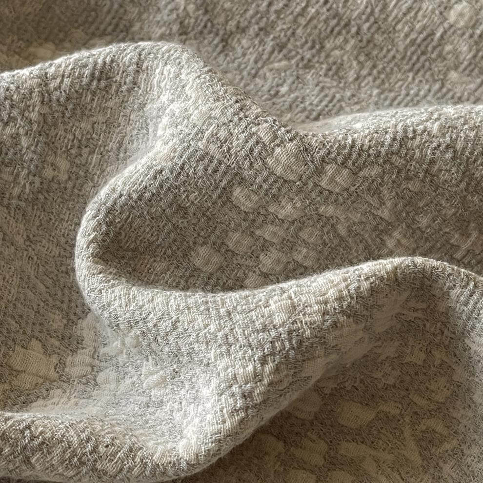 Neutral Pattern Jacquard Fringe Throw Blanket - 13