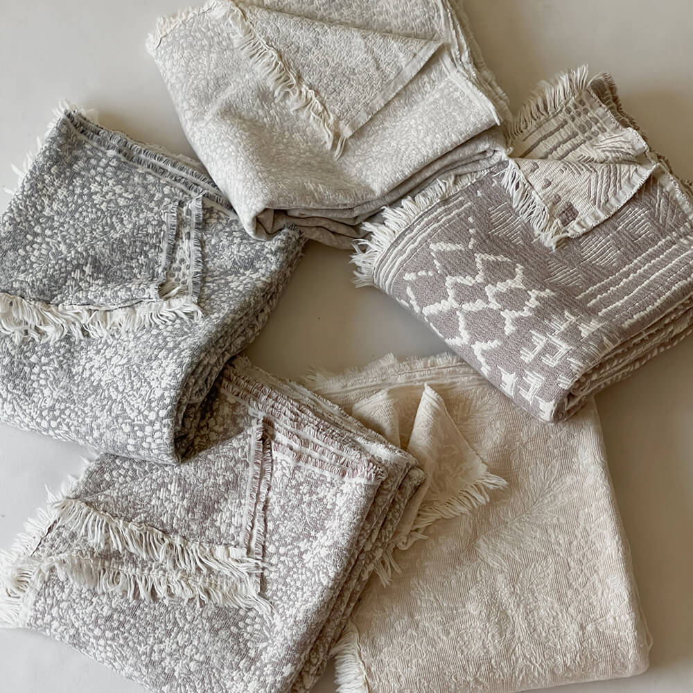 Neutral Pattern Jacquard Fringe Throw Blanket - 2