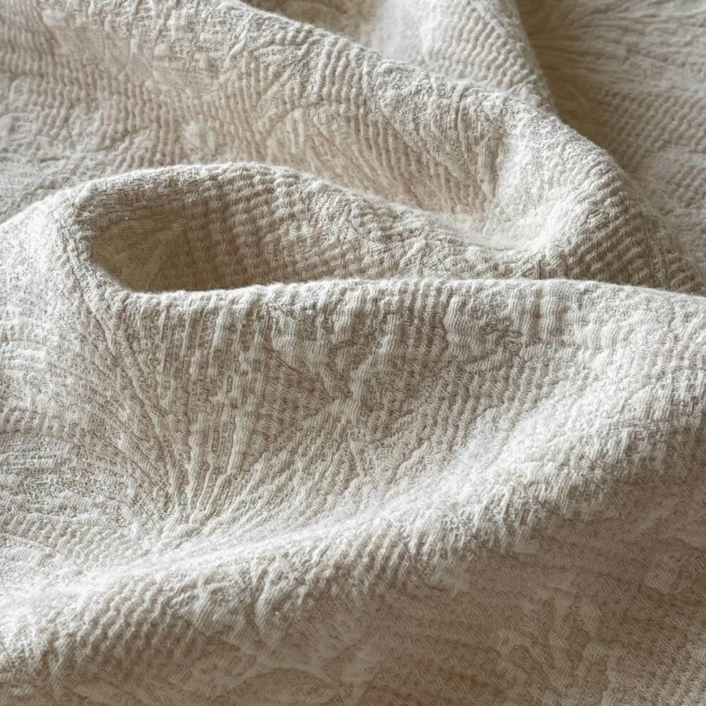 Neutral Pattern Jacquard Fringe Throw Blanket - 6