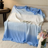 Ombre Four-Layer Cotton Muslin Fringe Throw - 4