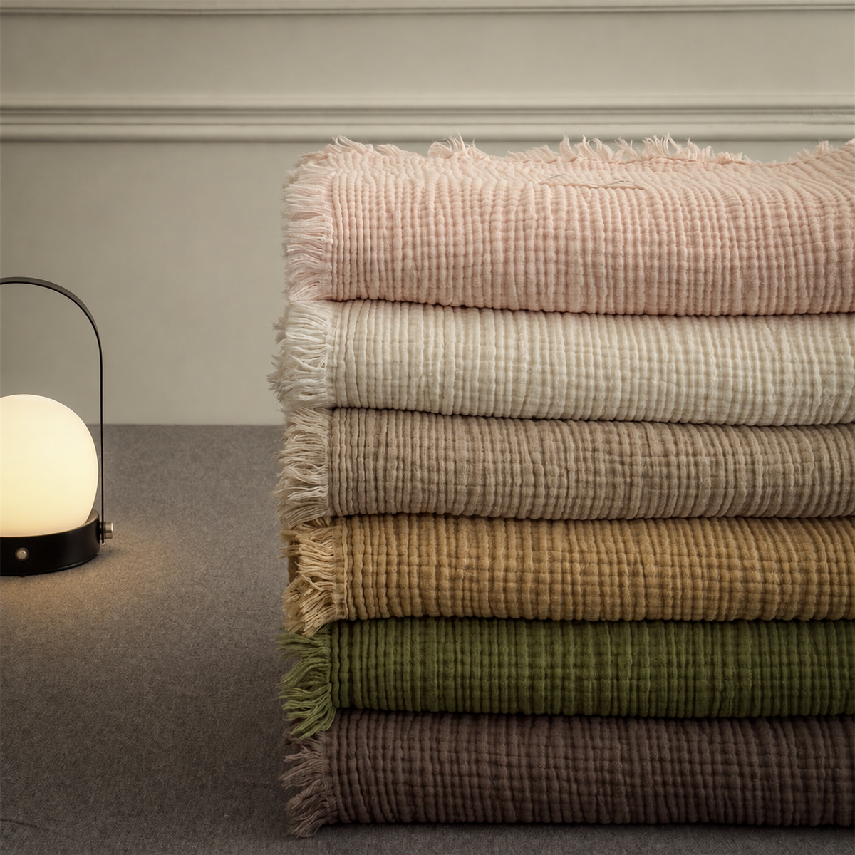 Scallop Texture Polyester Knit Throw Blanket