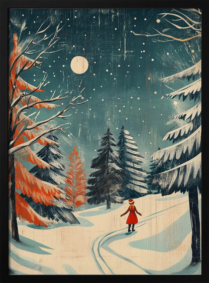 Moonlit Winter Forest Canvas Wall Art - 3