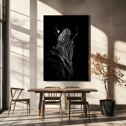 Black Background Zebra Portrait Canvas Wall Art - 5