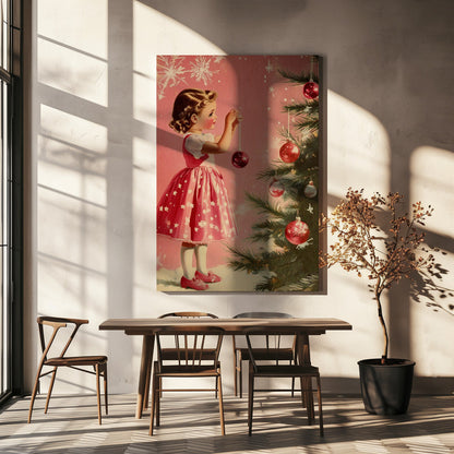 Vintage Holiday Girl and Ornament Canvas Wall Art - 6