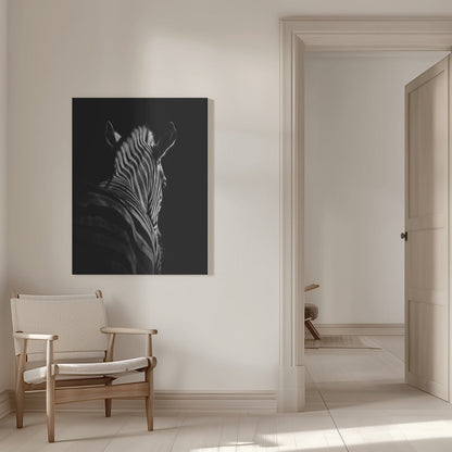 Black Background Zebra Portrait Canvas Wall Art - 9