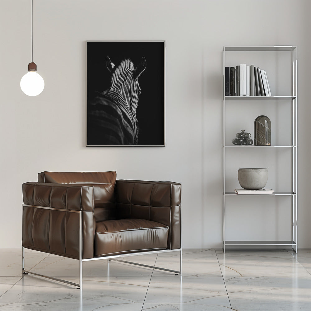 Black Background Zebra Portrait Canvas Wall Art - 8