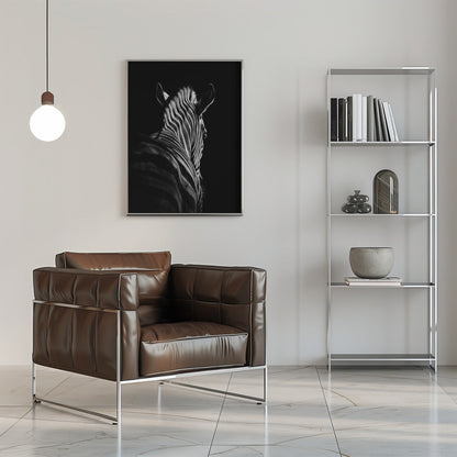 Black Background Zebra Portrait Canvas Wall Art - 8