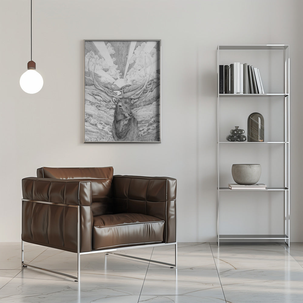 Monochrome Stag and Woodland Canvas Wall Art - 8