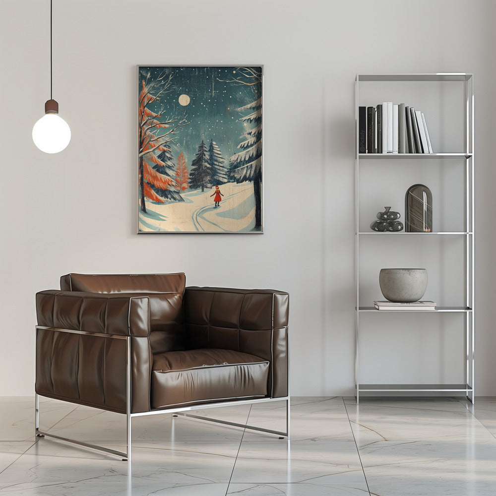 Moonlit Winter Forest Canvas Wall Art - 8