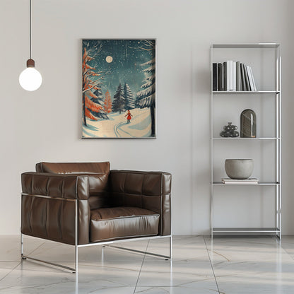 Moonlit Winter Forest Canvas Wall Art - 8