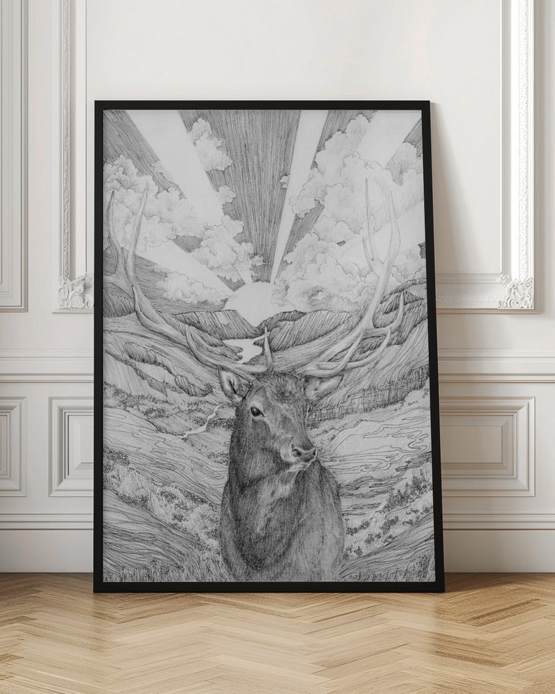 Monochrome Stag and Woodland Canvas Wall Art - 4
