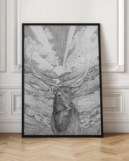 Monochrome Stag and Woodland Canvas Wall Art - 4