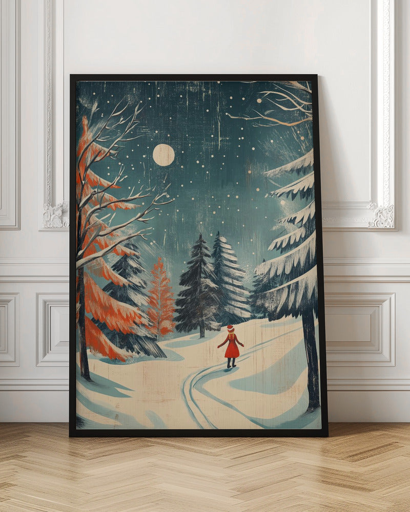 Moonlit Winter Forest Canvas Wall Art - 4