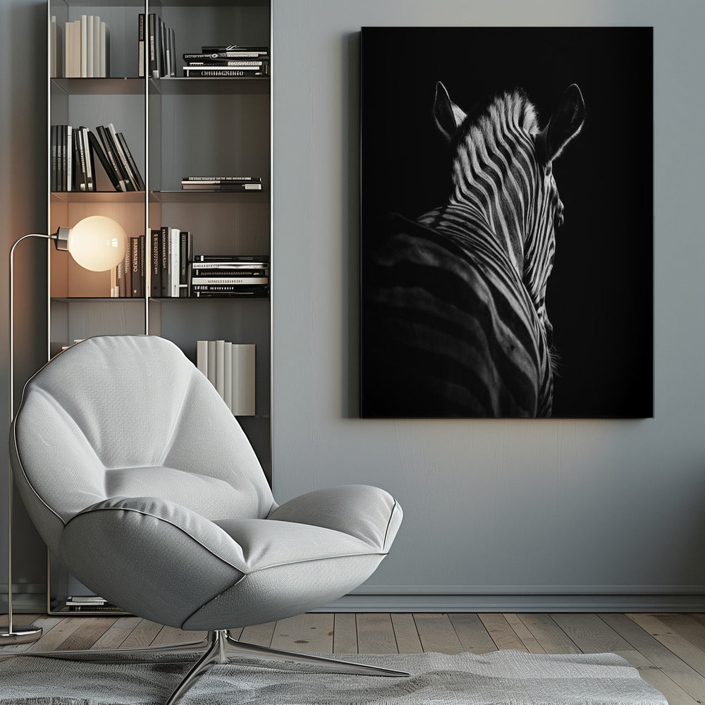 Black Background Zebra Portrait Canvas Wall Art - 10
