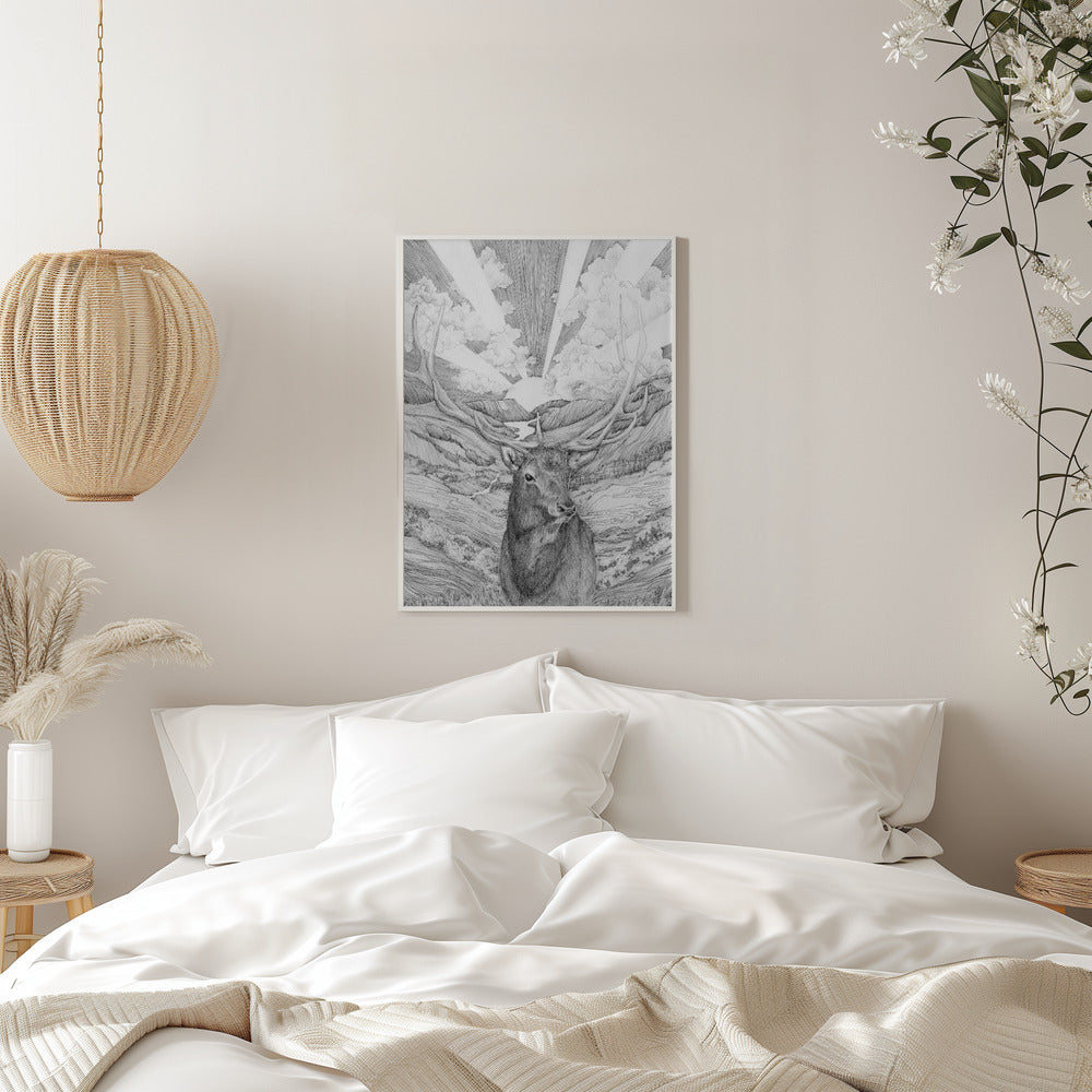 Monochrome Stag and Woodland Canvas Wall Art - 11