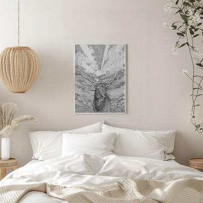 Monochrome Stag and Woodland Canvas Wall Art - 11