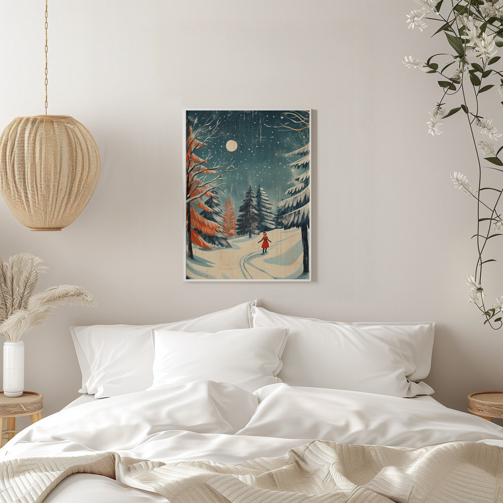 Moonlit Winter Forest Canvas Wall Art - 11