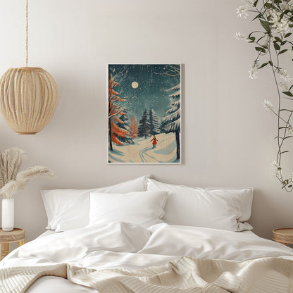 Moonlit Winter Forest Canvas Wall Art - 11