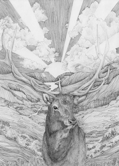 Monochrome Stag and Woodland Canvas Wall Art - 2