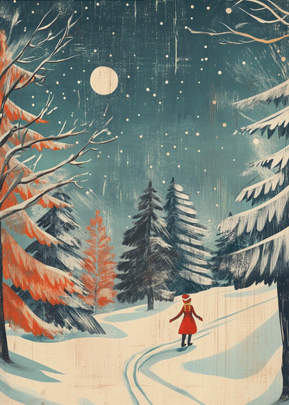 Moonlit Winter Forest Canvas Wall Art - 2