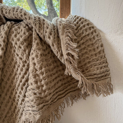 Waffle Texture Polyester Fringe Throw Blanket - 2