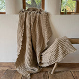 Waffle Texture Polyester Fringe Throw Blanket - 1