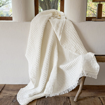 Waffle Texture Polyester Fringe Throw Blanket - 5